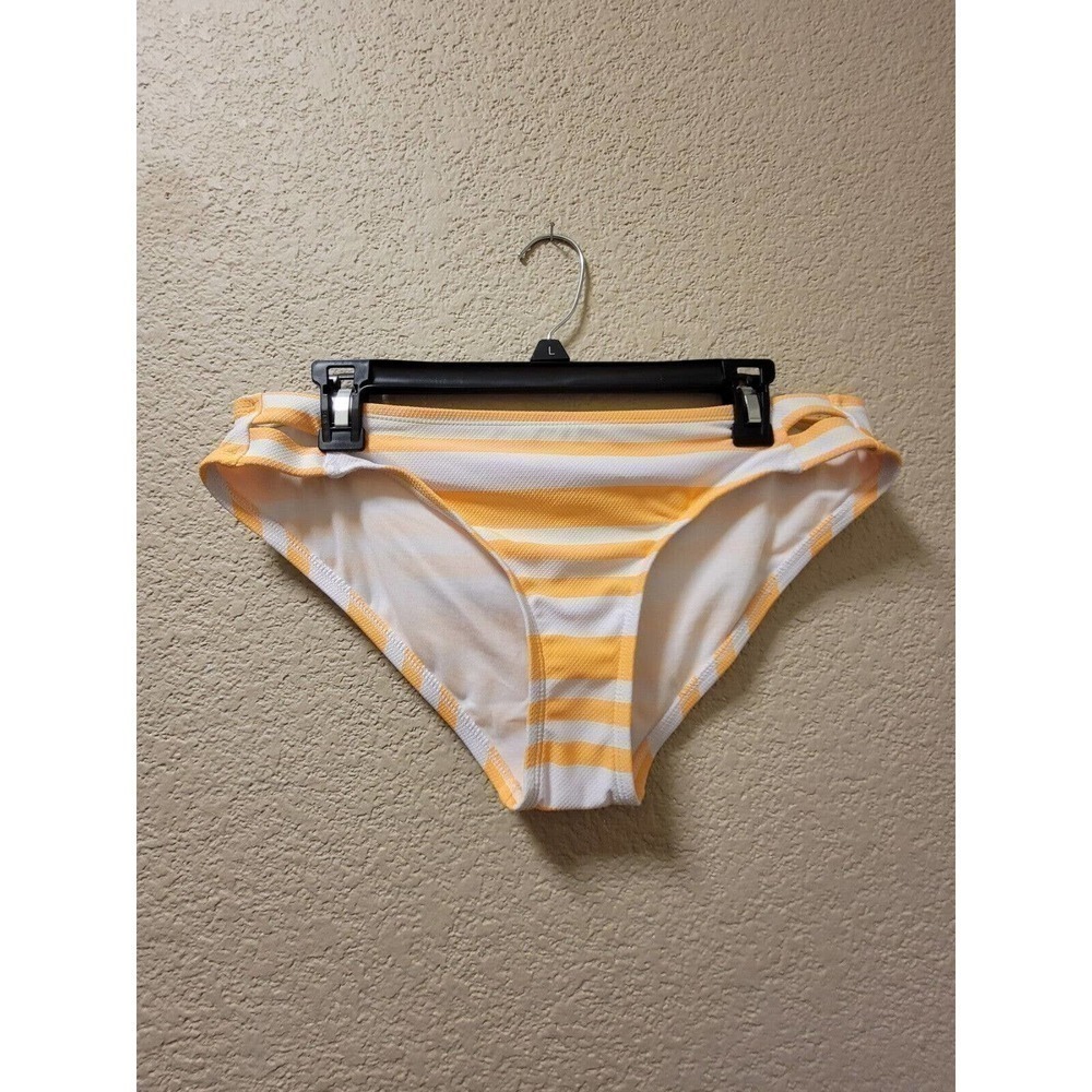 NWT Kona Sol Yellow And White Striped Bikini Bottom Size Large 12-14